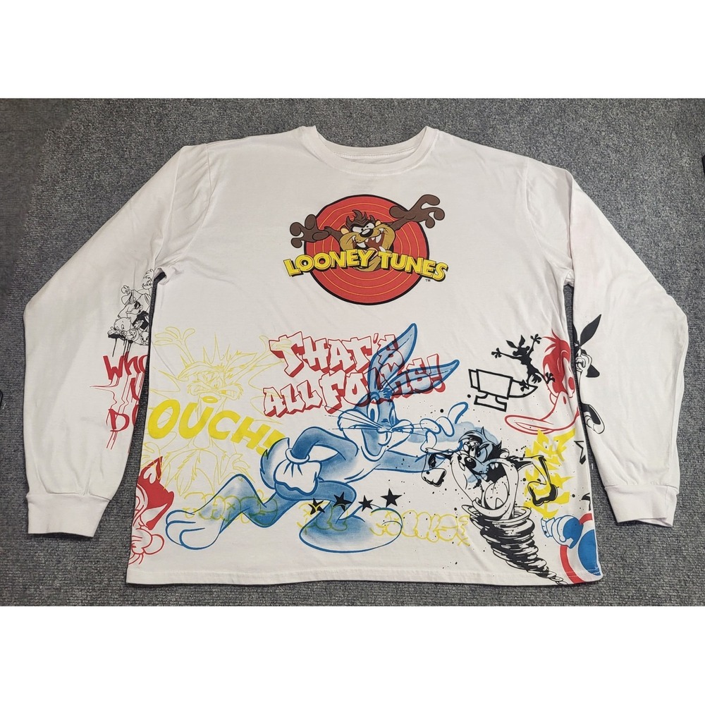 Looney Tunes Men's 3XL Long Sleeve T shirt All over Print Bugs Bunny Taz
